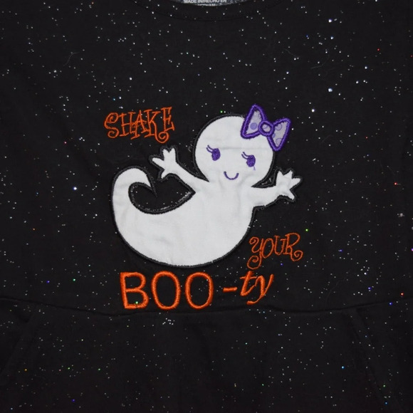 WONDER NATION Halloween Black Glitter Embroidered Girls Dress S 6/6X - Picture 2 of 6
